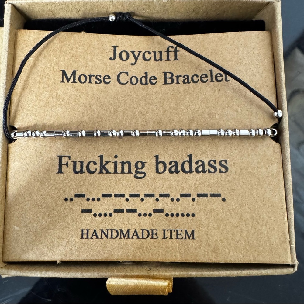 Joycuff Silver Morse Code Bracelet